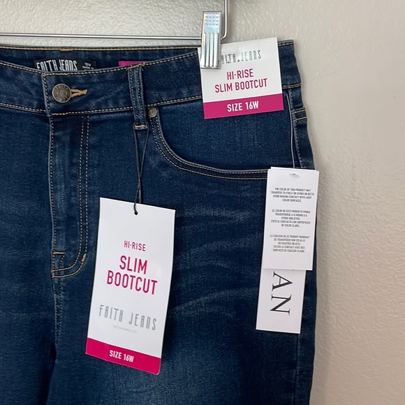 NWT Faith Jeans Hi Rise Slim Bootcut Jeans. 16W - Picture 4 of 9